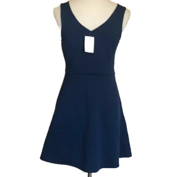 Socialite Blue Womens Textured V Neck Fit & Flare Mini Dress Size L - Picture 6 of 8